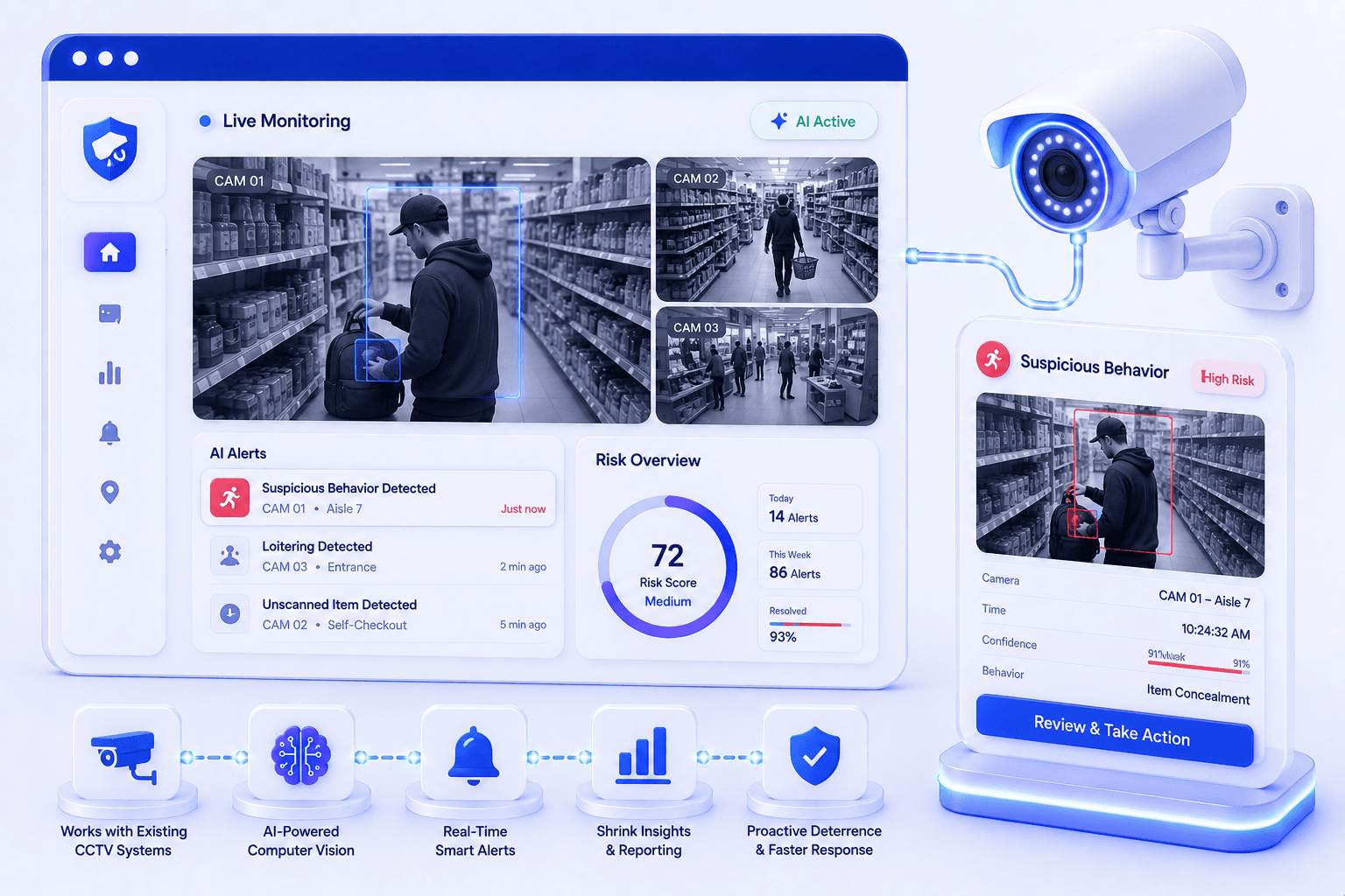 ShopGuard AI retail surveillance dashboard