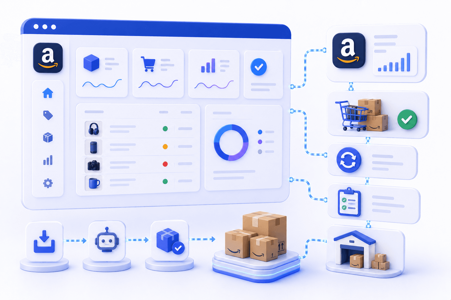 Ecommerce catalog and multi-store product management concept for inventory operations