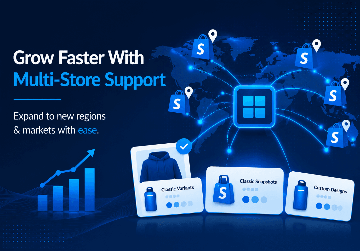 DS Multistore Product Upload Shopify app syncing products, variants, and inventory between multiple Shopify stores