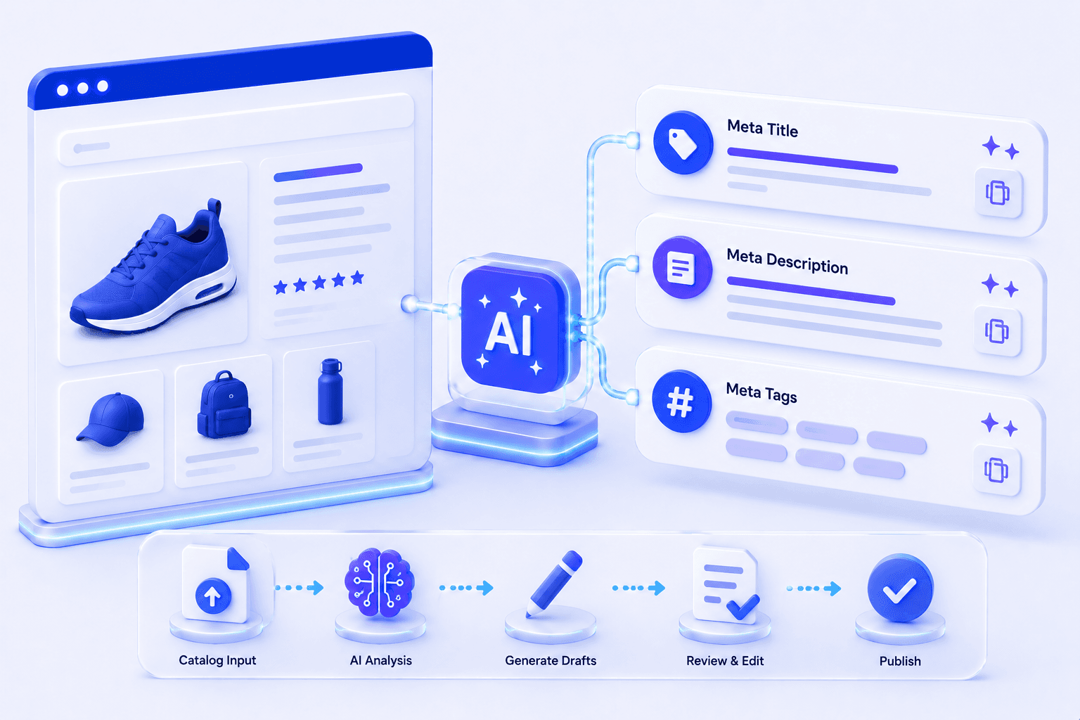 SmartMeta using AI Shopify app interface for AI-generated product meta titles and descriptions