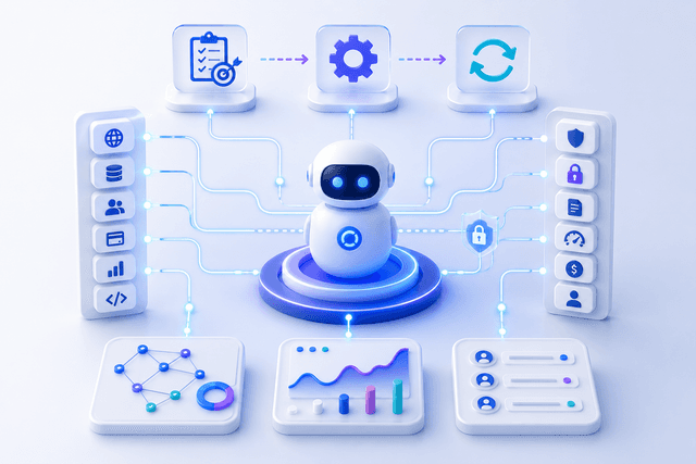 AI systems and intelligent automation representing agentic workflows