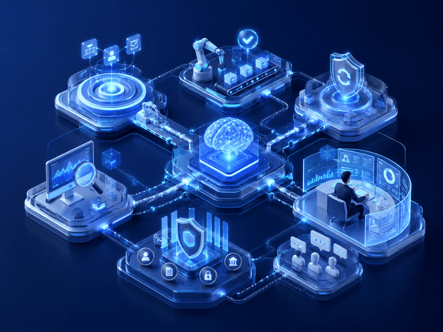 AI systems and intelligent automation representing agentic workflows