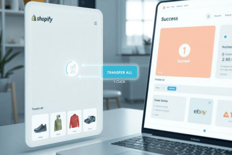 Shopify multistore product upload app on a smartphone