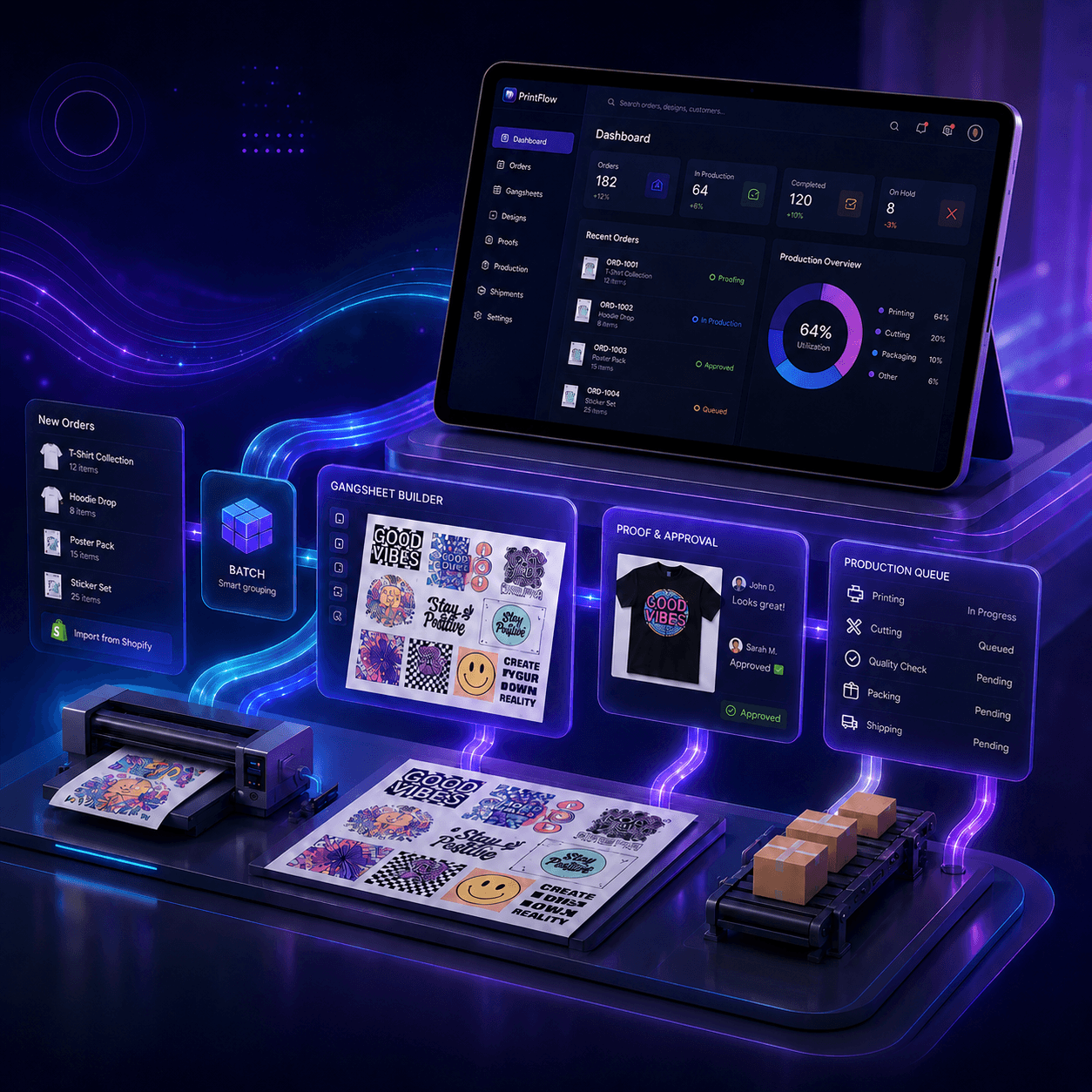 Custom product and print workflow UI concept for personalized ecommerce orders