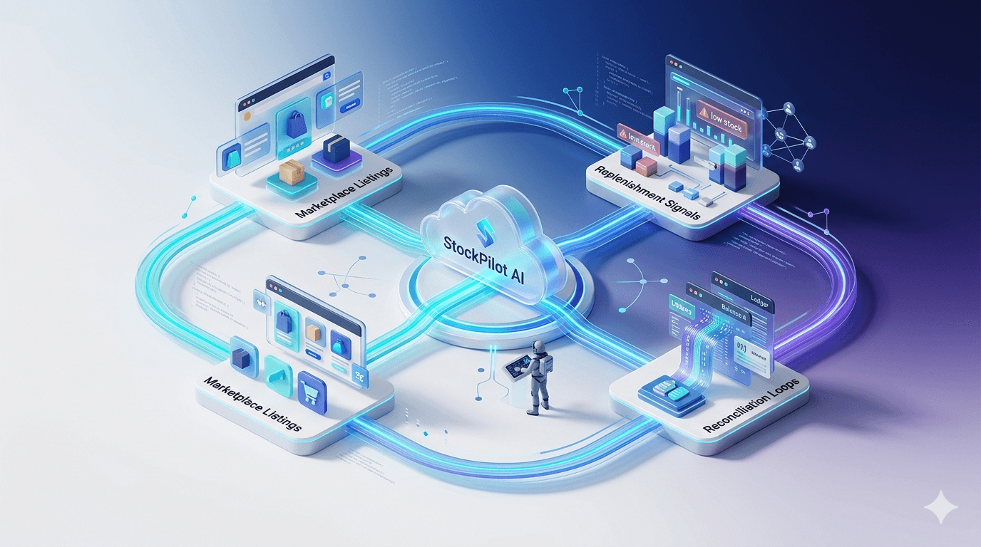 Ecommerce catalog and multi-store product management concept for inventory operations